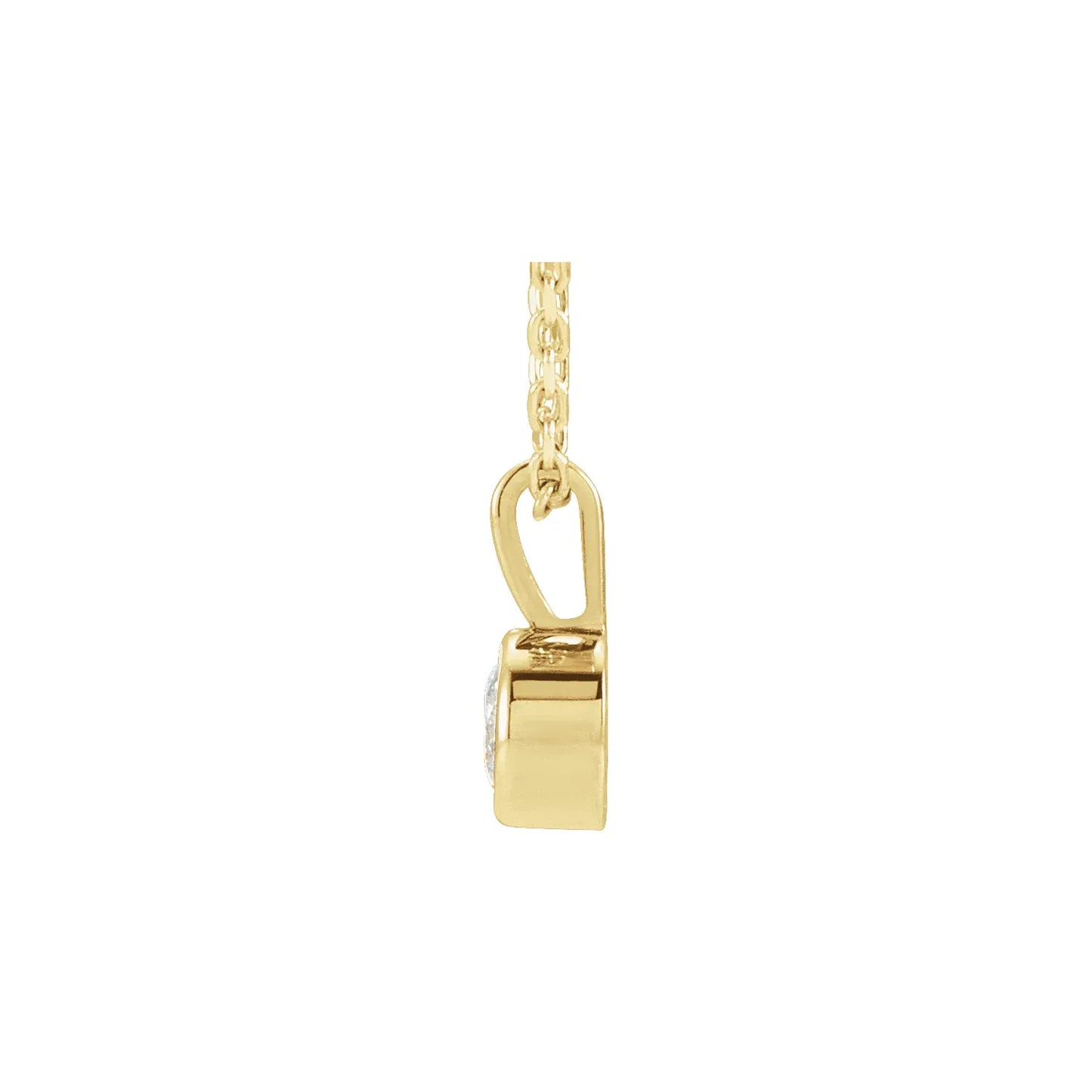 14K Yellow 1/4 CT Natural Diamond Bezel-Set Solitaire 16-18" Necklace