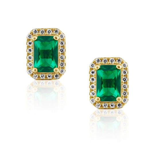 Nora Emerald Studs: Gold