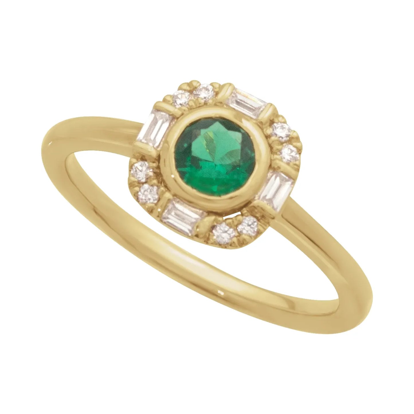 14K Natural Emerald & 1/6 CTW Natural Diamond Ring