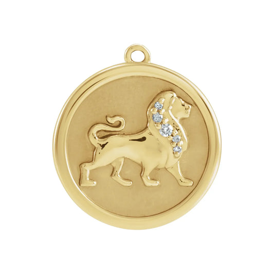 14K .02 CTW Natural Diamond Lion Dangle