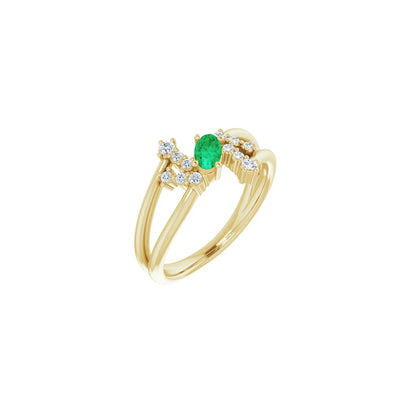 14K Natural Emerald & 1/8 CTW Natural Diamond Bypass Ring