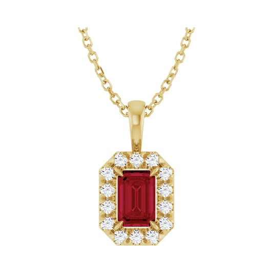 14K Yellow Natural Ruby & 1/5 CTW Natural Diamond Necklace