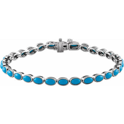 14K Natural Turquoise Line 7" Bracelet