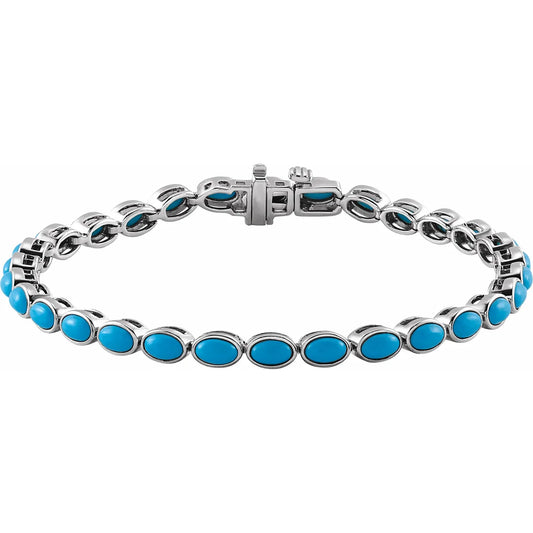 14K Natural Turquoise Line 7" Bracelet