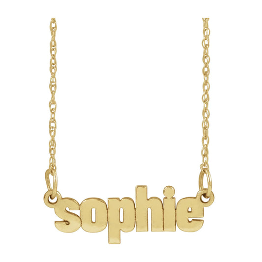 14K Block Nameplate 16-18" Necklace