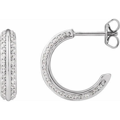 14K 5/8 CTW Natural Diamond Hoop Earrings