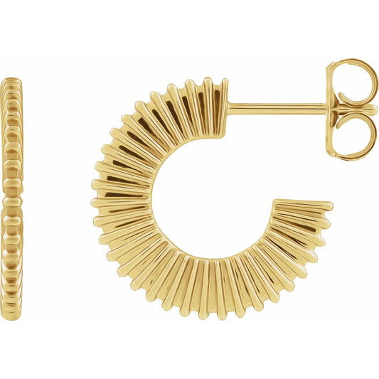14K Starburst 16 mm Hoop Earrings