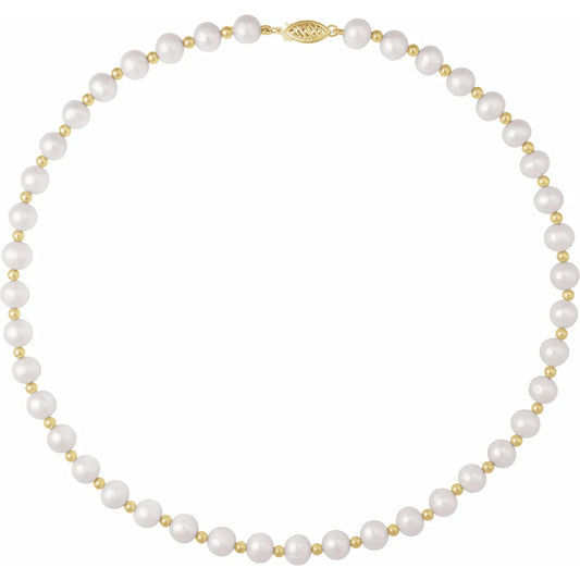 14K Cultured White Freshwater Pearl 18" Necklace