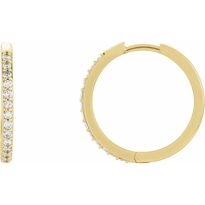 14K 1/5 CTW Natural Diamond Hinged 18 mm Hoop Earrings