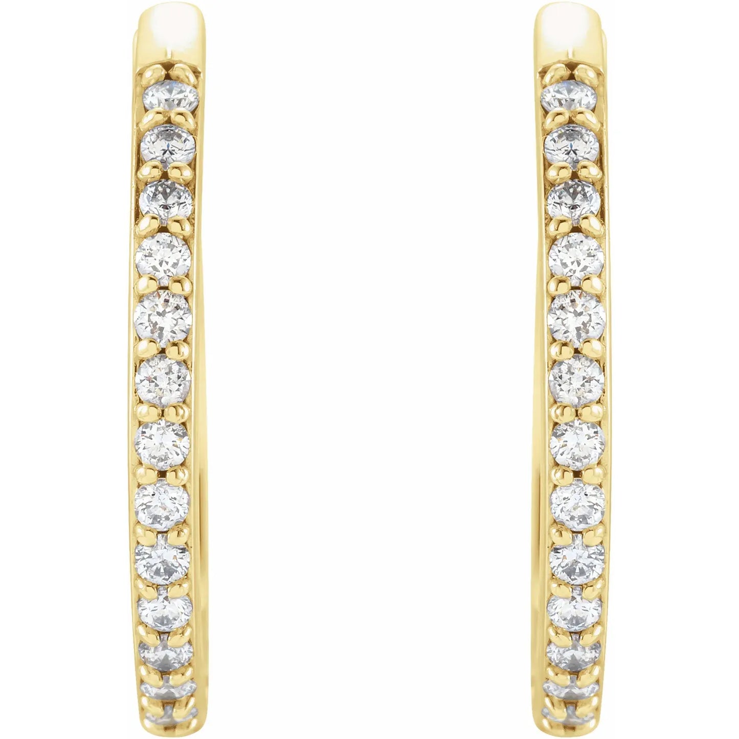 14K 1/5 CTW Natural Diamond Hinged 18 mm Hoop Earrings