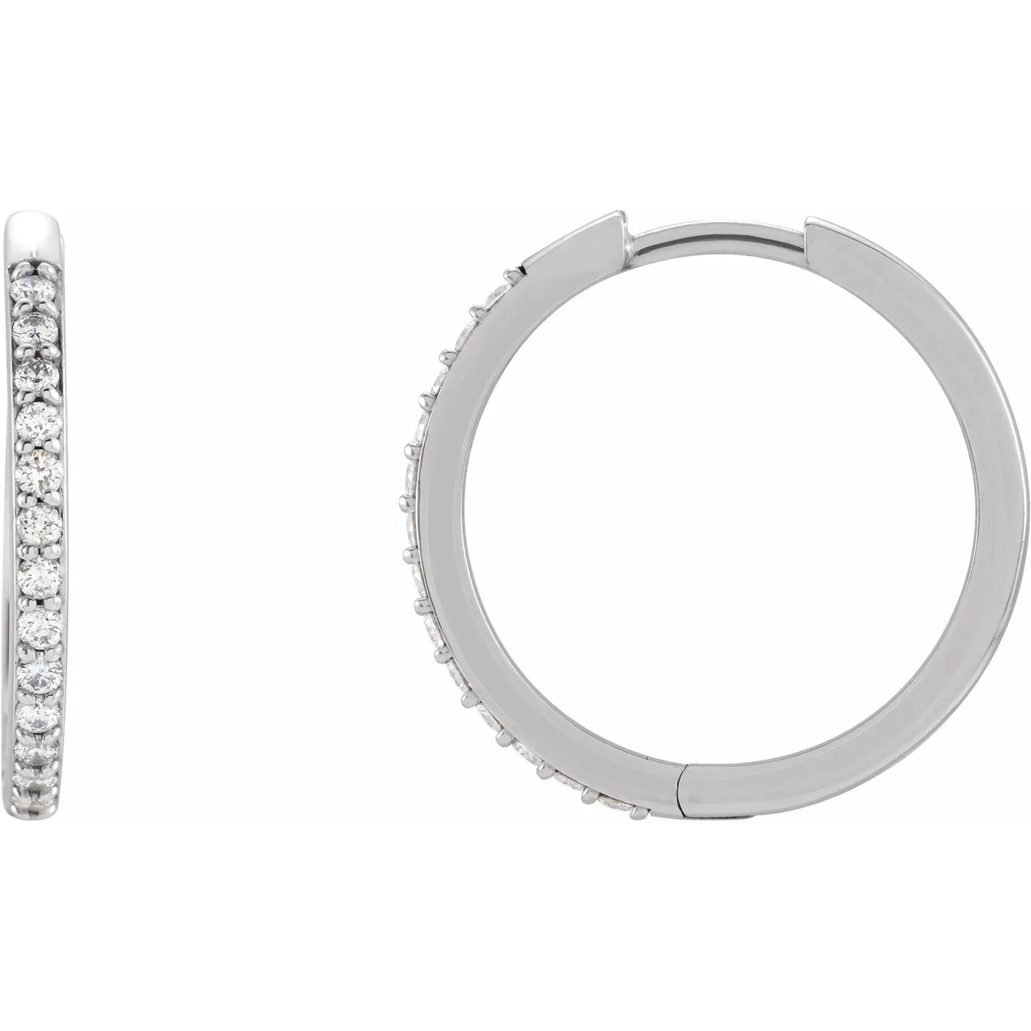 14K 1/5 CTW Natural Diamond Hinged 18 mm Hoop Earrings