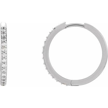 14K 1/5 CTW Natural Diamond Hinged 18 mm Hoop Earrings