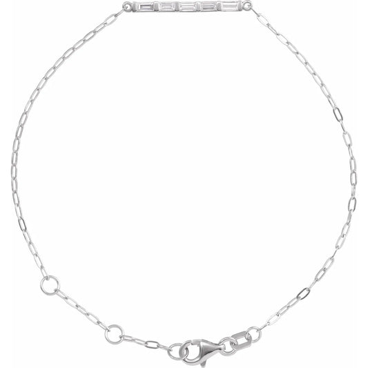 14K 1/3 CTW Natural Diamond Five-Stone Bar 6-7 1/2" Link Bracelet
