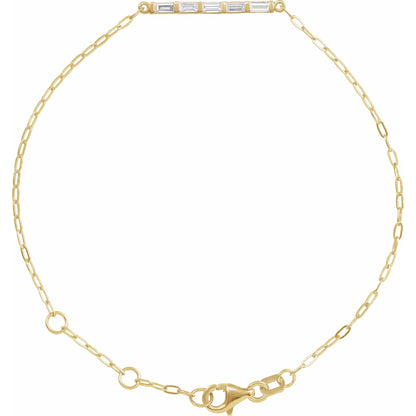14K 1/3 CTW Natural Diamond Five-Stone Bar 6-7 1/2" Link Bracelet