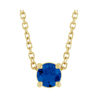 14K 4 mm Lab-Grown Blue Sapphire 16-18" Necklace