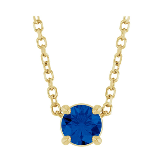 14K 4 mm Lab-Grown Blue Sapphire 16-18" Necklace