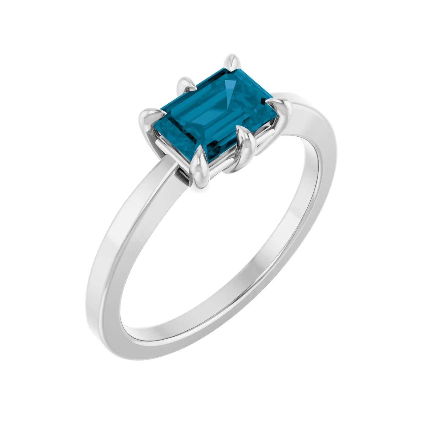 14K Natural London Blue Topaz Ring