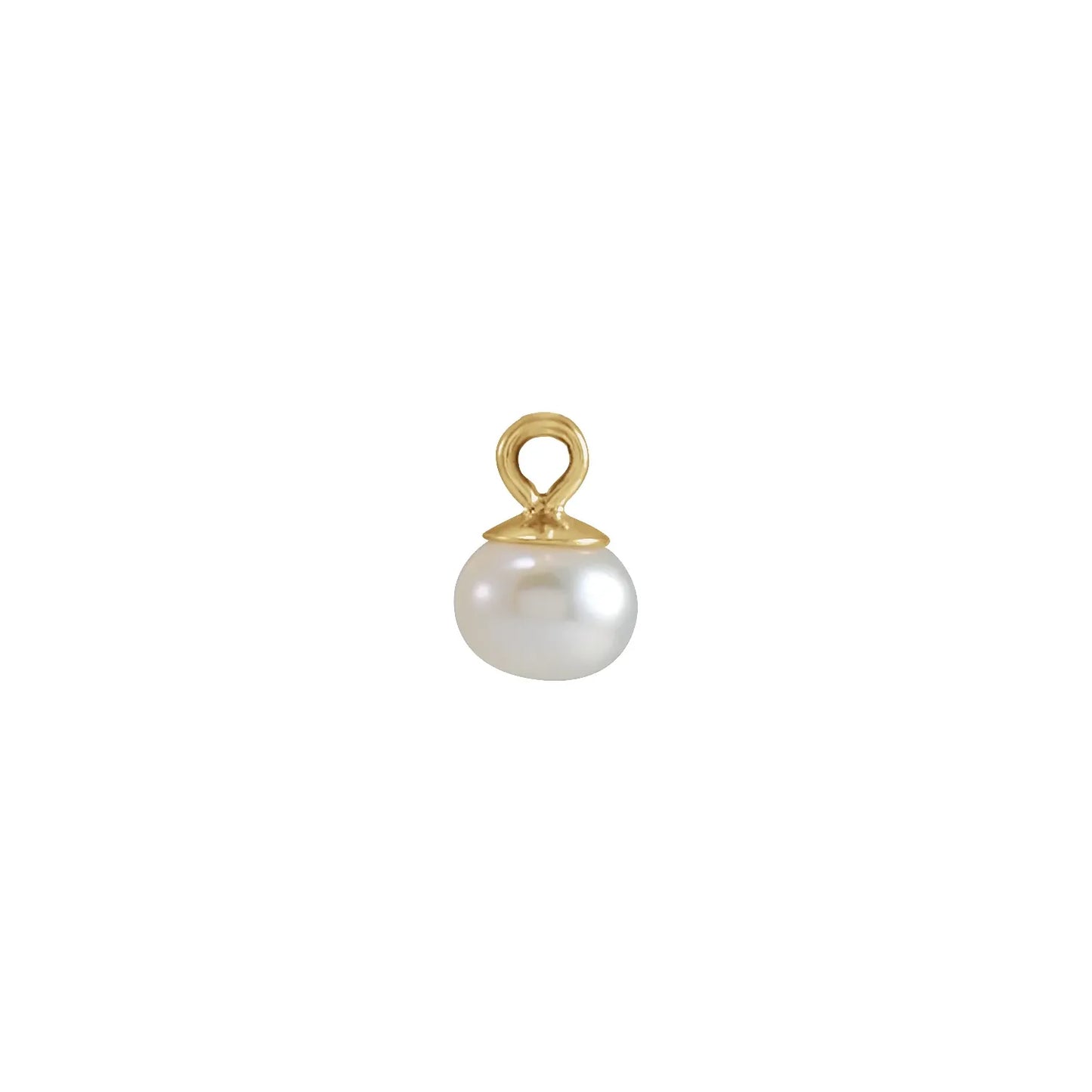 14K Yellow Cultured White Freshwater Pearl Hoop Dangle