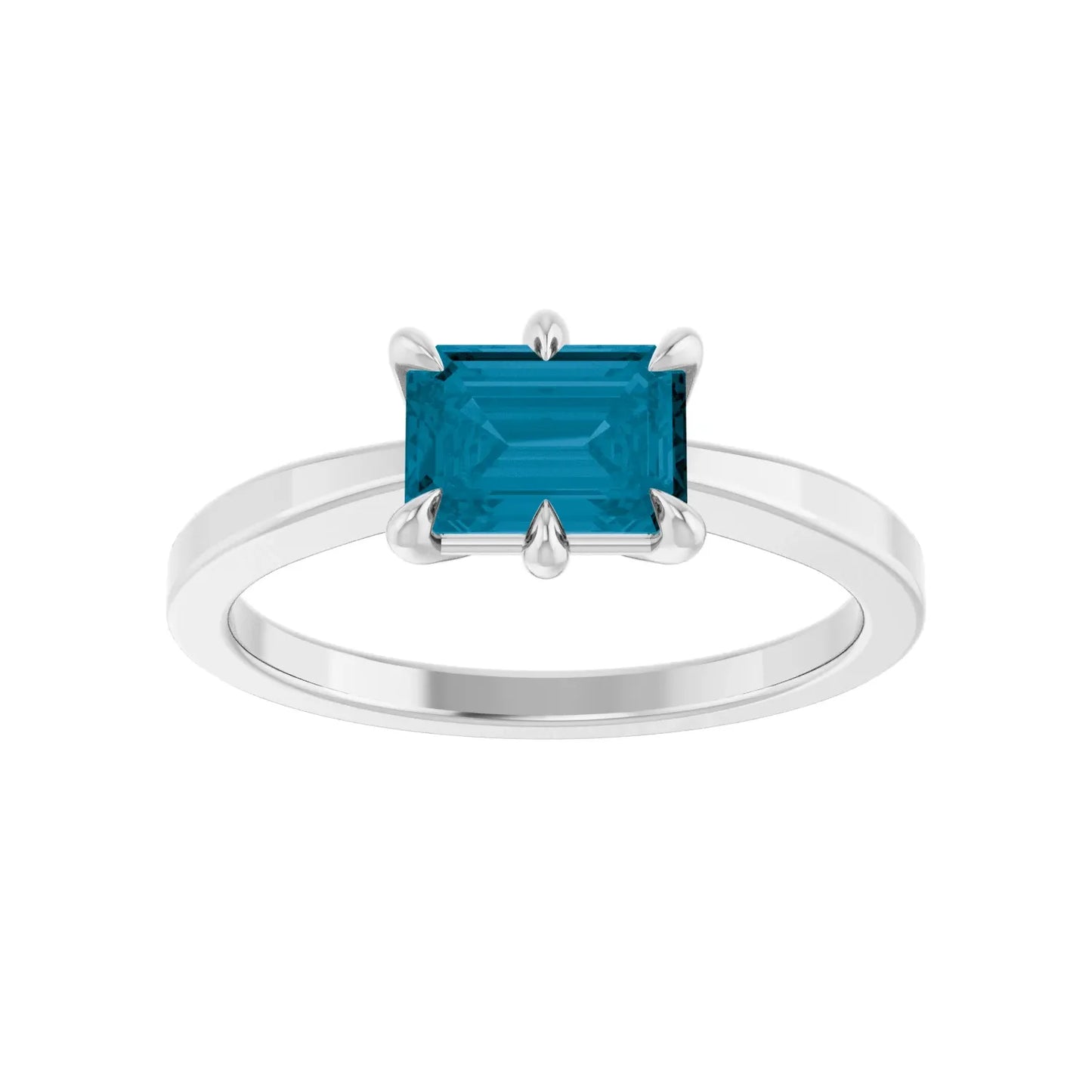 14K Natural London Blue Topaz Ring