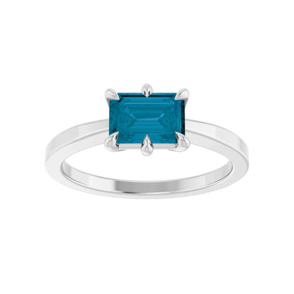 14K Natural London Blue Topaz Ring