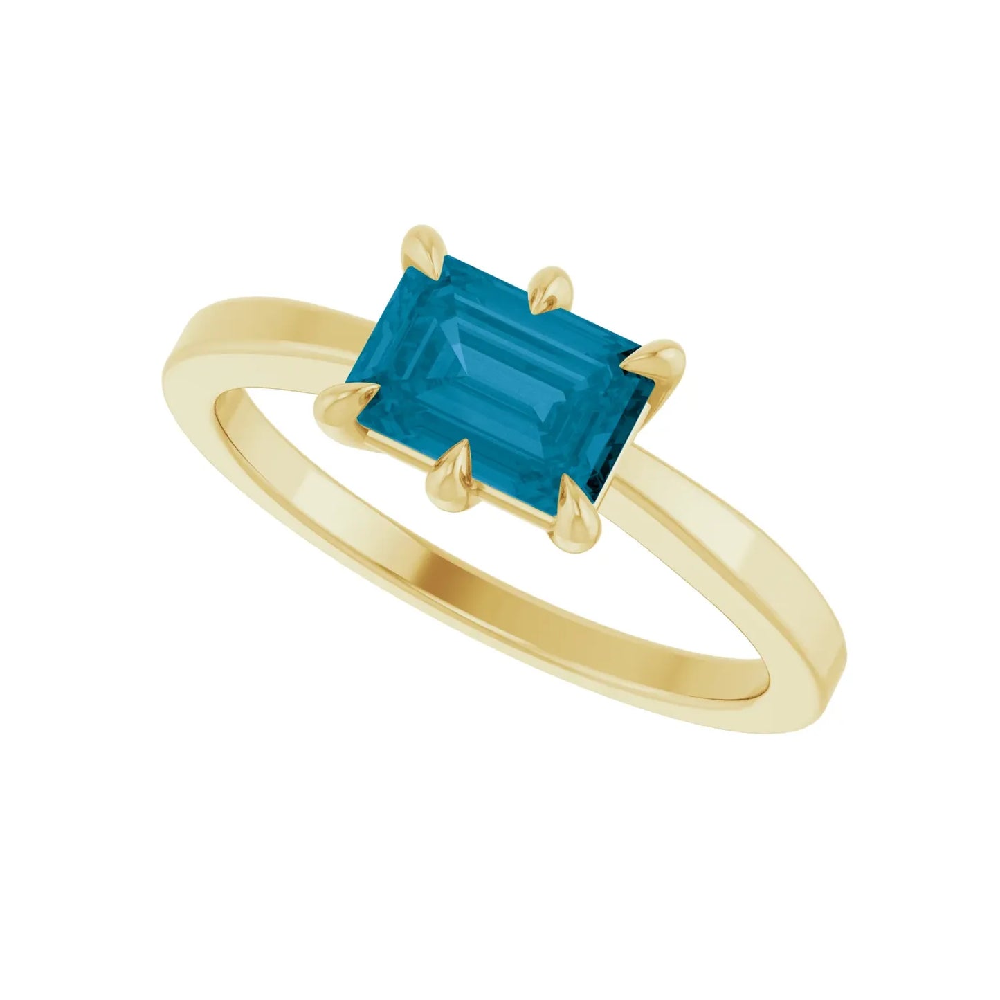 14K Natural London Blue Topaz Ring