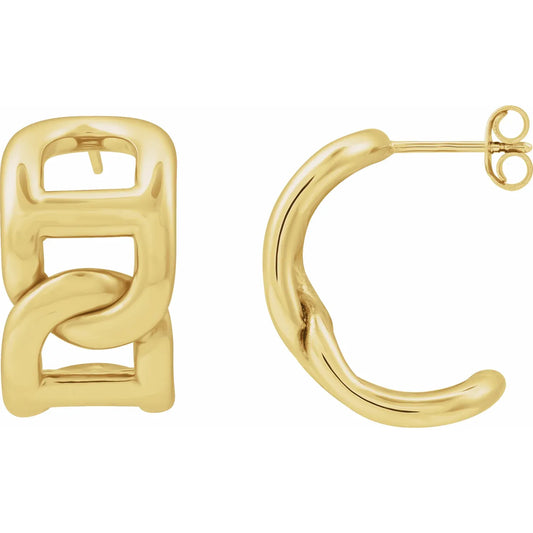 14K Yellow Anchor Chain 22 mm Hoop Earrings