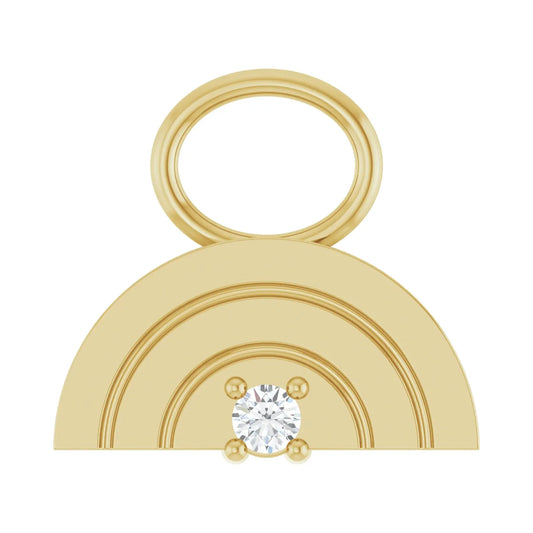 14K .015 CT Natural Diamond Rainbow Hoop Dangle