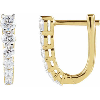 14K 1/2 CTW Diamond Hoop Earrings