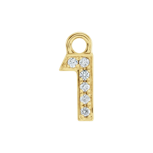 14K Natural Diamond Numeral Dangle