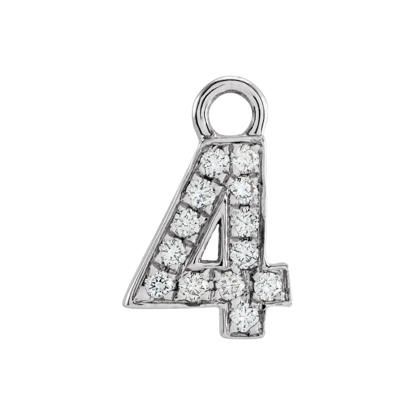 14K Natural Diamond Numeral Dangle