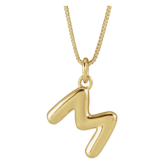 14K Bubble Initial Necklace