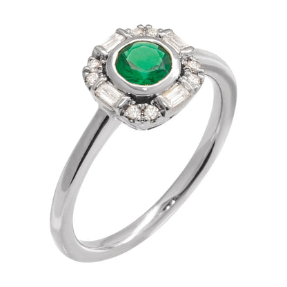 14K Natural Emerald & 1/6 CTW Natural Diamond Ring