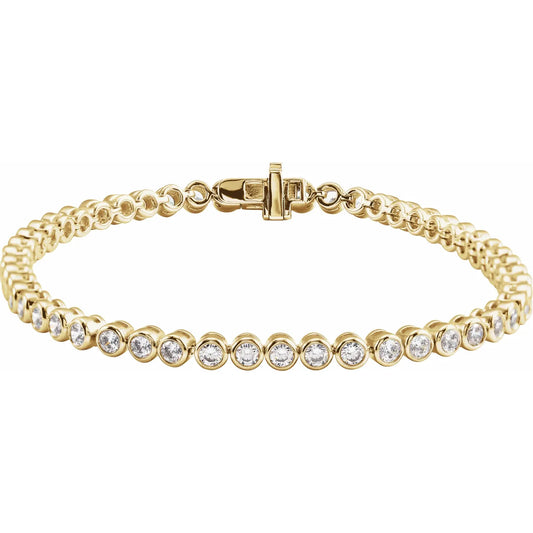 14K 3 1/2 CTW Lab-Grown Diamond Bezel-Set 7" Bracelet