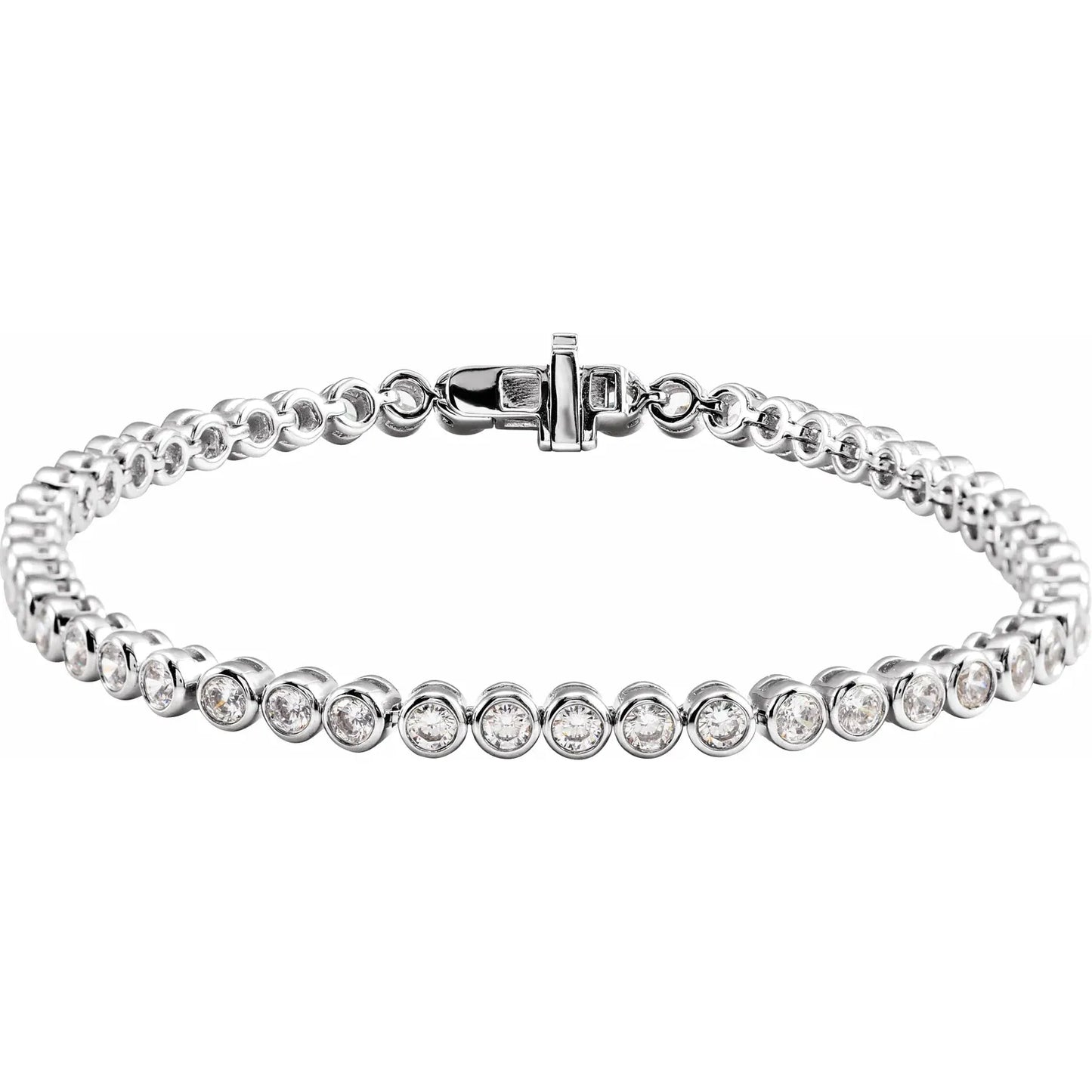 14K 3 1/2 CTW Lab-Grown Diamond Bezel-Set 7" Bracelet