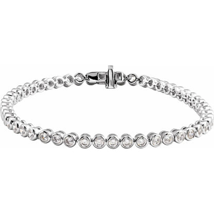 14K 3 1/2 CTW Lab-Grown Diamond Bezel-Set 7" Bracelet