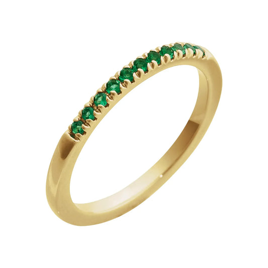 14K Yellow Lab-Grown Stackable Emerald Ring
