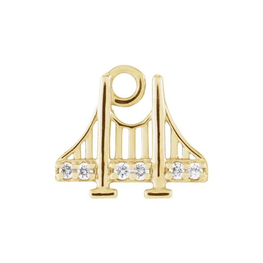 14K .025 CTW Natural Diamond Golden Gate Bridge Dangle