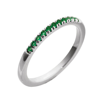 14K Yellow Lab-Grown Stackable Emerald Ring