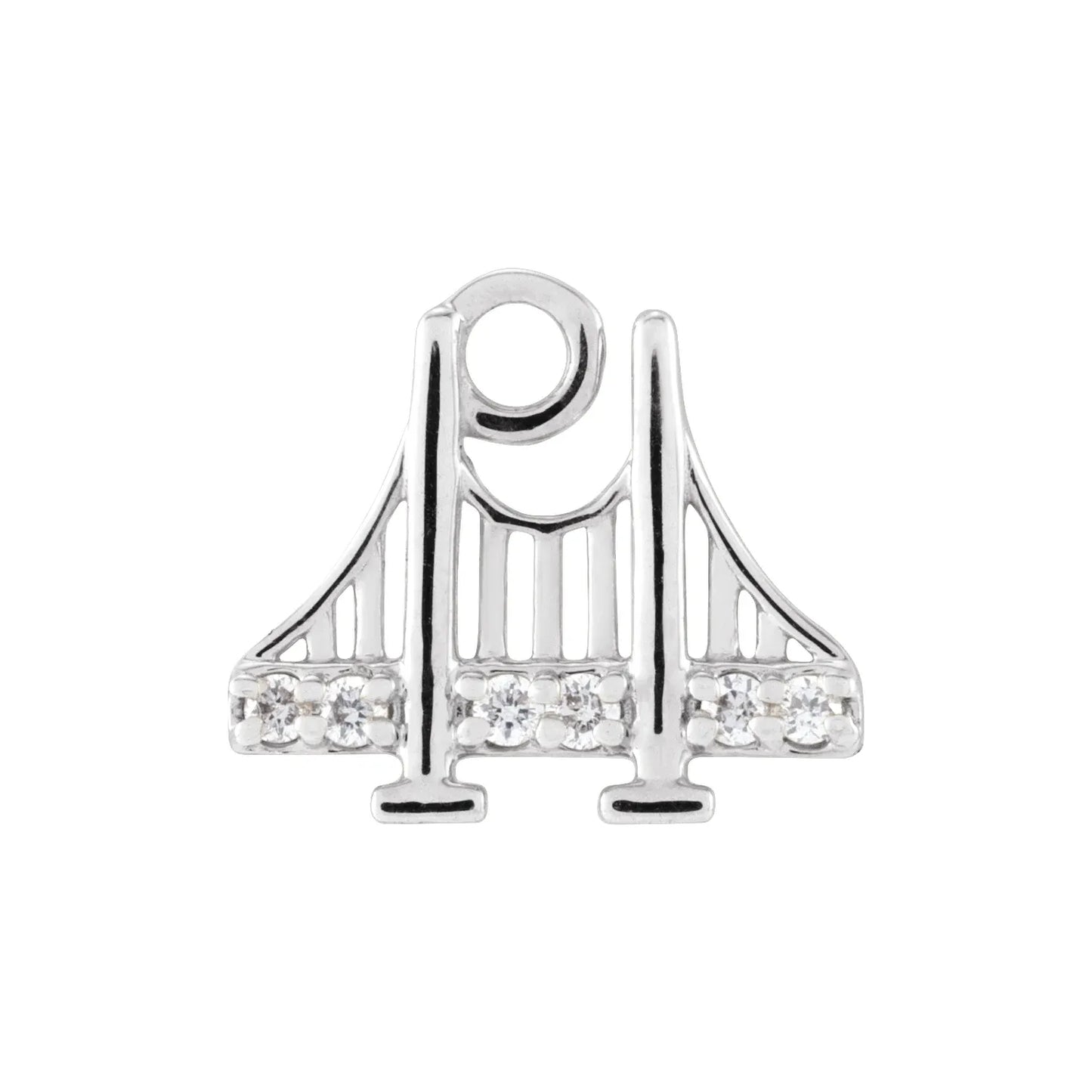14K .025 CTW Natural Diamond Golden Gate Bridge Dangle