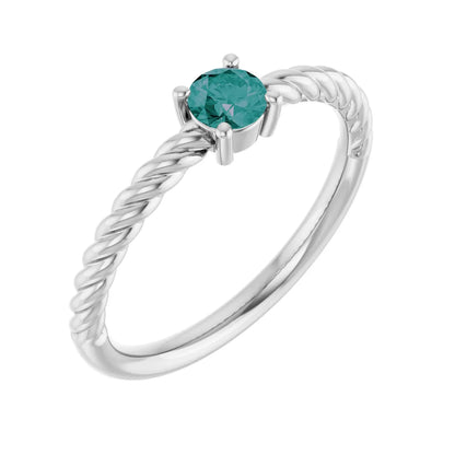 14K Solitaire Rope Ring