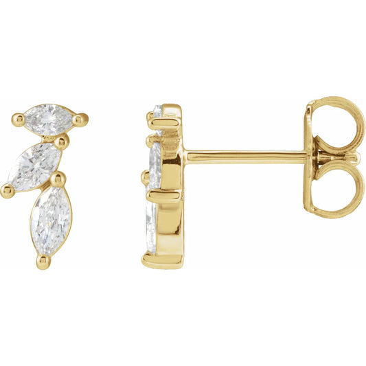 14K Yellow 1/3 CTW Natural Diamond Nature-Inspired Earrings