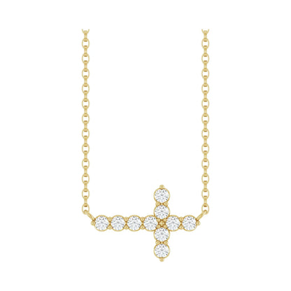 14K Sideways Cross Necklace