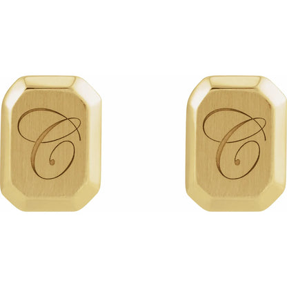14K Engravable Geometric Stud Earrings