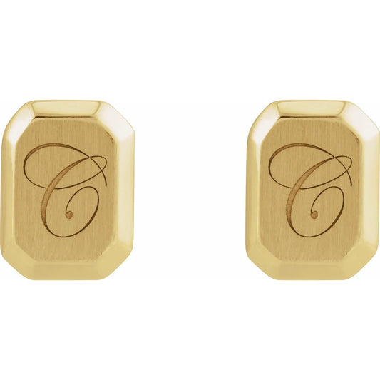 14K Engravable Geometric Stud Earrings