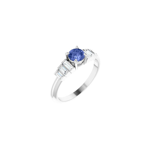 14K Natural Tanzanite & 1/3 CTW Natural Diamond Ring