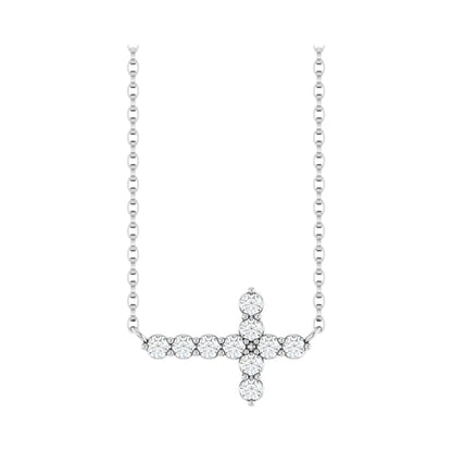 14K Sideways Cross Necklace