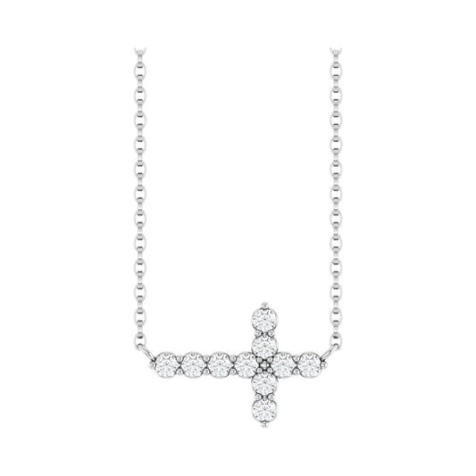 14K Sideways Cross Necklace