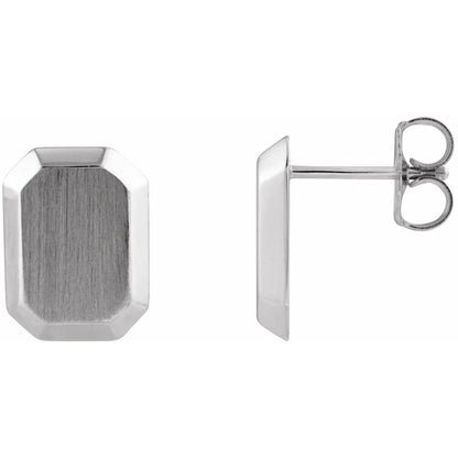 14K Engravable Geometric Stud Earrings
