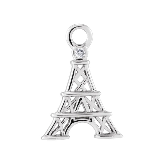 14K .006 CT Natural Diamond Eiffel Tower Dangle