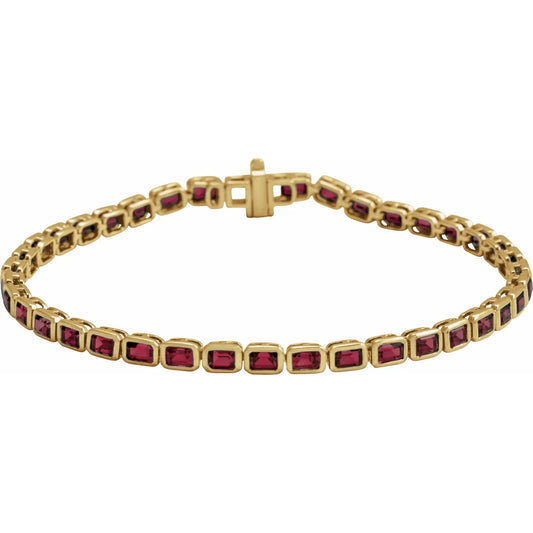 14K Natural Mozambique Garnet Line 7" Bracelet